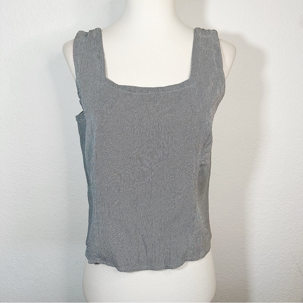 RIKI Sleeveless Square Neck Rayon Blouse Size Small Black White
